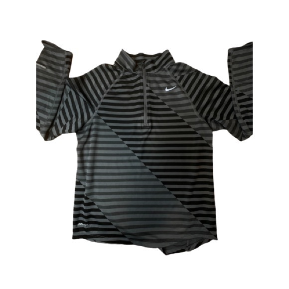 Nike Girls Element Dri-Fit Running Half Zip Shirt Size Grey Striped Size XL EE - Picture 1 of 8